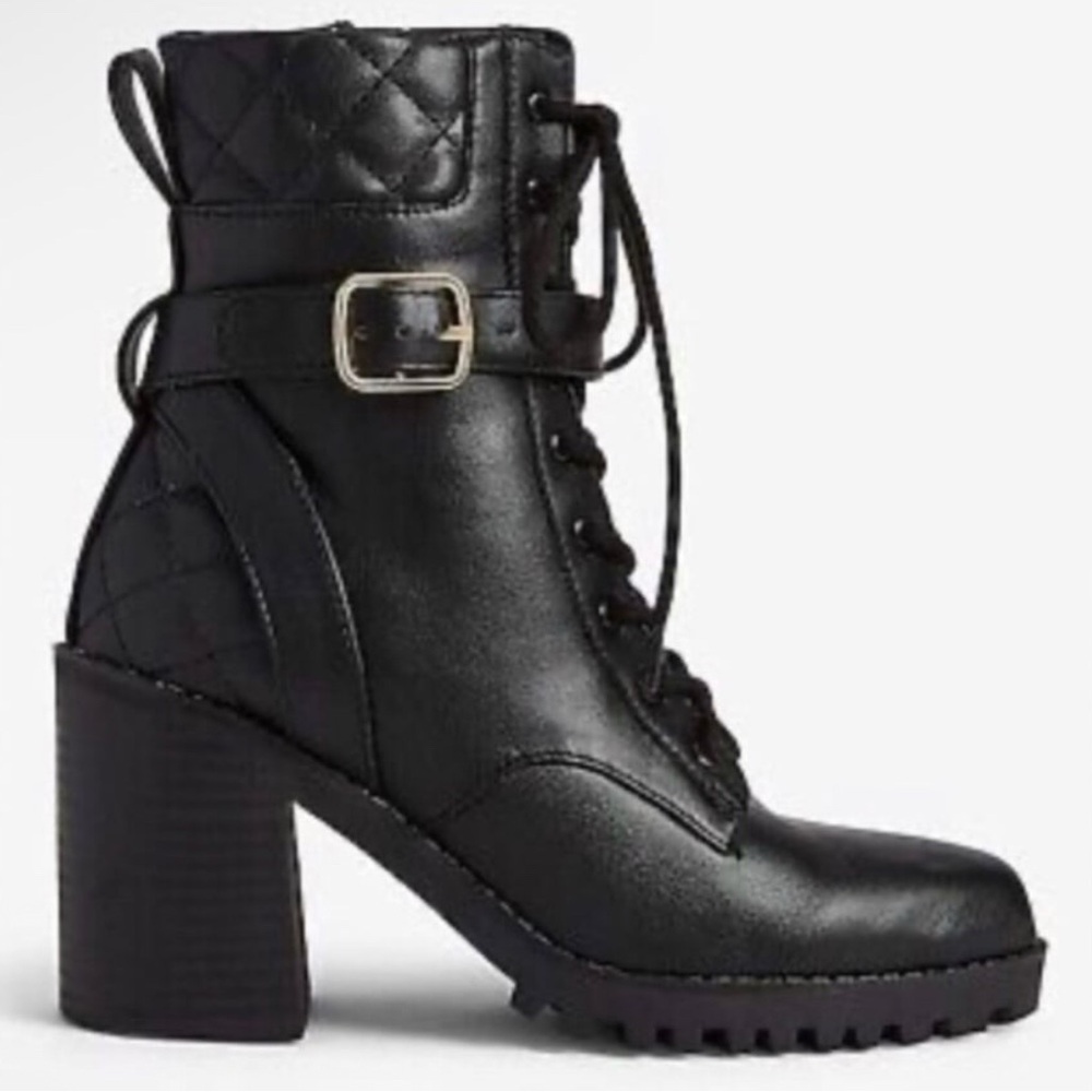 Express Black Quilted combat style Ankle Boots NEW size 8